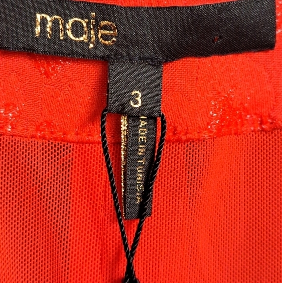NWT Maje Designer Rouge Jaquard  Skirt Dress  Size 3 (XS) - Picture 4 of 11